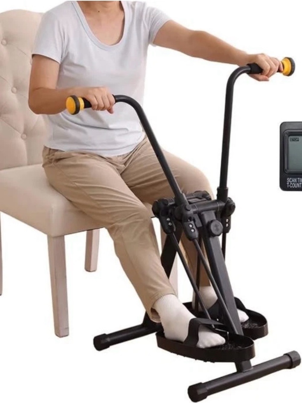 Compact Seated Pedal Exerciser - Black with Yellow Grips